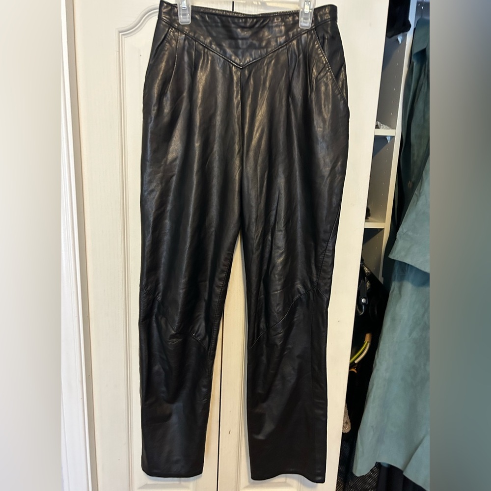 vintage straight real Leather pant